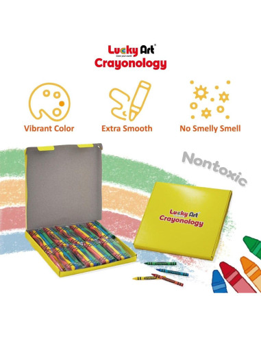 20 Juegos de Crayones Estándar Lucky Art - 80 Unidades No Tóxicos