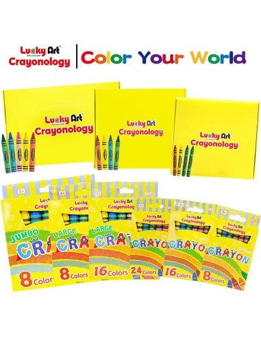 20 Juegos de Crayones Estándar Lucky Art - 80 Unidades No Tóxicos