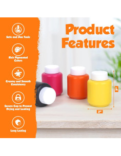 Pintura Lavable EXTRIC 12 Colores 2 oz No Tóxica para Niños 2