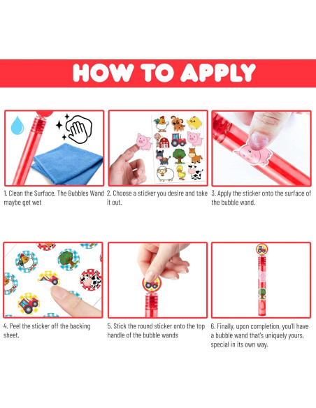 24 Varitas de Burbuja de Animales de Granja - Favor de Fiesta