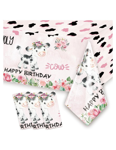 Mantel de Fiesta Holy Cow 3 Piezas 220 x 130 cm Rosa