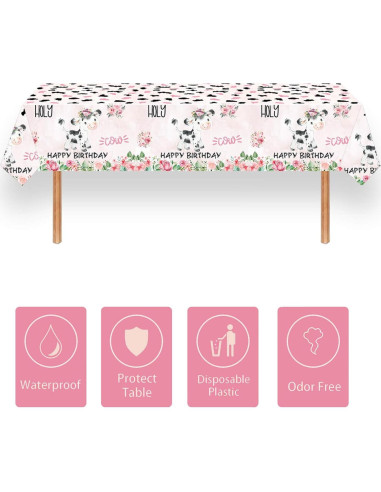 Mantel de Fiesta Holy Cow 3 Piezas 220 x 130 cm Rosa