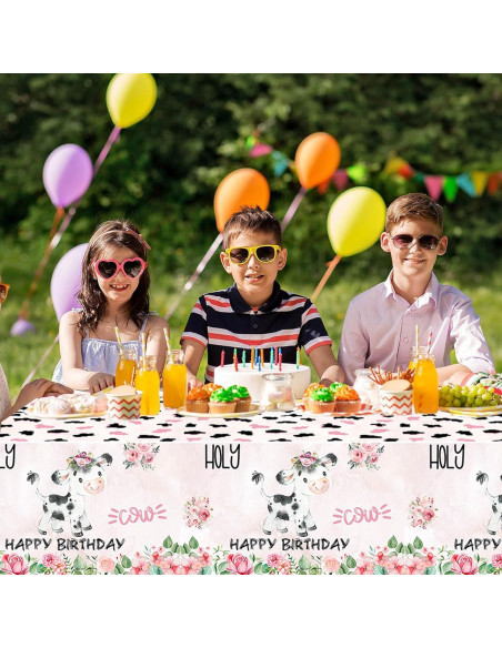 Mantel de Fiesta Holy Cow 3 Piezas 220 x 130 cm Rosa
