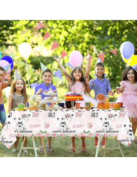 Mantel de Fiesta Holy Cow 3 Piezas 220 x 130 cm Rosa