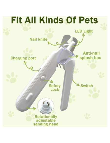 Cortador y Lima de Uñas 2-en-1 MUZMDNI con Luz LED Blanco