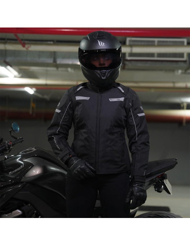 Chaqueta de Moto WD Vegas Lady Impermeable Ajustable Negro X-Pequeño