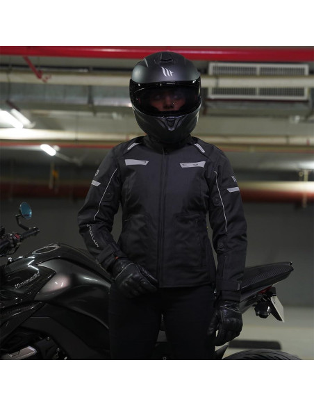 Chaqueta de Moto WD Vegas Lady Impermeable Ajustable Negro X-Pequeño