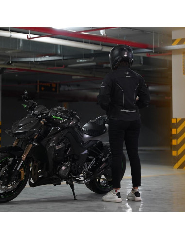 Chaqueta de Moto WD Vegas Lady Impermeable Ajustable Negro X-Pequeño