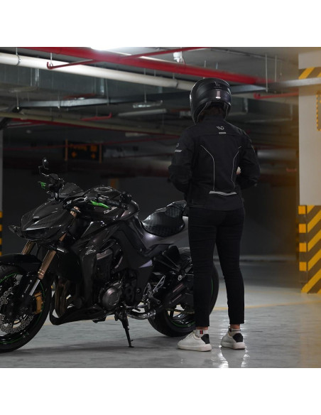 Chaqueta de Moto WD Vegas Lady Impermeable Ajustable Negro X-Pequeño