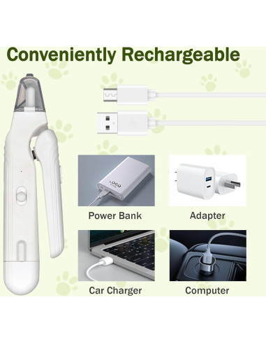 Cortador y Lima de Uñas 2-en-1 MUZMDNI con Luz LED Blanco