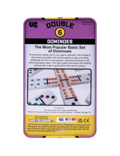 Juego de Dominó Doble 6 en Lata de Viaje University Games 2