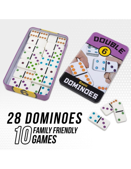 Juego de Dominó Doble 6 en Lata de Viaje University Games