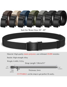 Cinturón Elástico Ratchet LionVII para Hombre Ajustable 3.49 cm 2