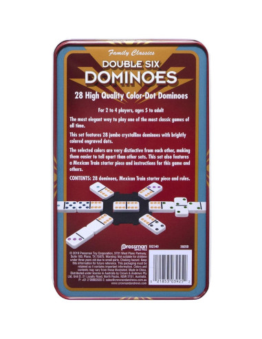 Dominó de colores Pressman Doble 6 - Juego para 2-4 jugadores