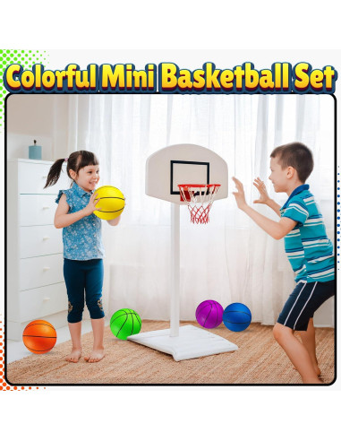 Juego de Mini Baloncesto Bedwina - 5 Balones 15 cm con Bomba