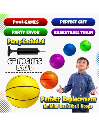 Juego de Mini Baloncesto Bedwina - 5 Balones 15 cm con Bomba