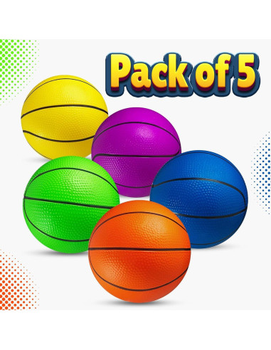 Juego de Mini Baloncesto Bedwina - 5 Balones 15 cm con Bomba