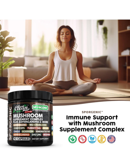 Suplemento de Champiñones Orgánicos Clean Nutra 90 Cápsulas