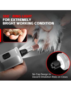 Lima de Uñas Eléctrica PHALANX para Perros y Gatos Gris 2