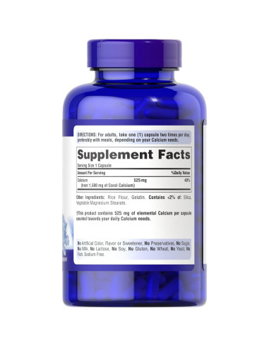 Calcio Coralino Triple Fuerza Puritan's Pride 1500mg 120 Cápsulas