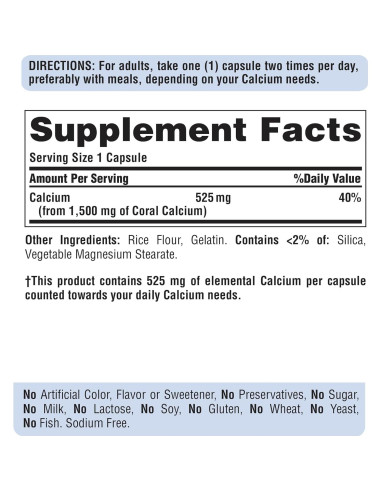 Calcio Coralino Triple Fuerza Puritan's Pride 1500mg 120 Cápsulas