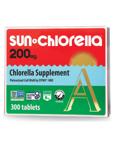 Sun Chlorella Suplemento 200 mg 300 Tabletas Clorofila B12