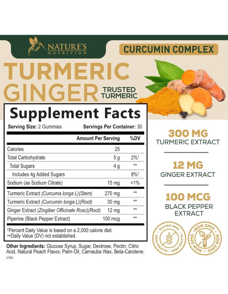 Gomitas de Cúrcuma Curcumina y Jengibre - 60 Unidades Gomitas de Cúrcuma Curcumina y Jengibre - 60 Unidades