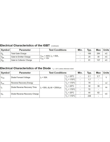 Diodo IGBT FGH60N60SMD 60A 600V - 2 Piezas - Bridgold