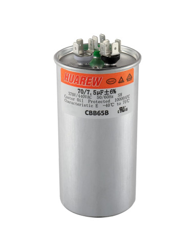 Capacitor CBB65B 70/7.5 uF 370V/450V HUAREW para Aire Acondicionado