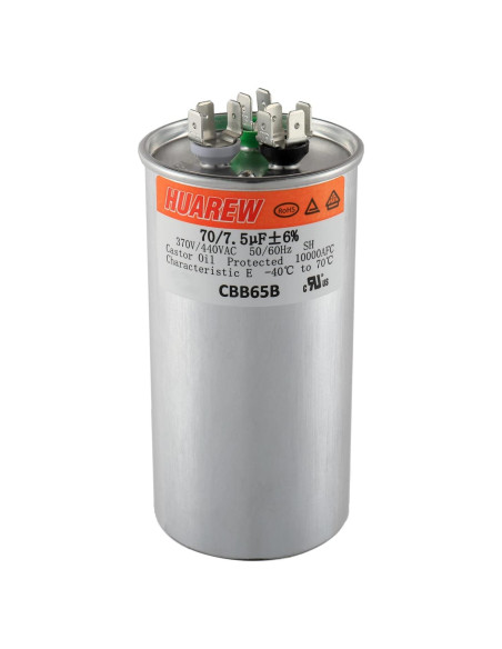 Capacitor CBB65B 70/7.5 uF 370V/450V HUAREW para Aire Acondicionado