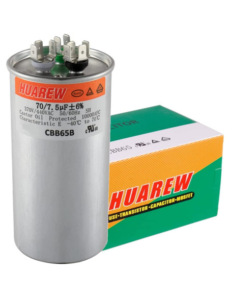 Capacitor CBB65B 70/7.5 uF 370V/450V HUAREW para Aire Acondicionado