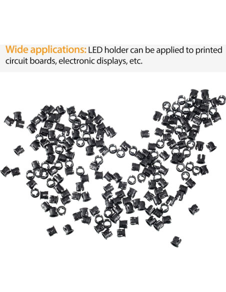 Mudder 200 Clips Soporte LED 5 mm Plástico Negro