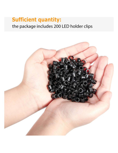 Mudder 200 Clips Soporte LED 5 mm Plástico Negro