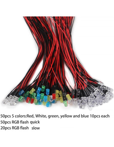 120 Diodos LED 12V Preconectados Diitao - Colores Variados