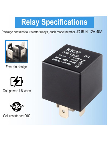 4 Relés Impermeables 12V 40A Ecocstm para Automóviles