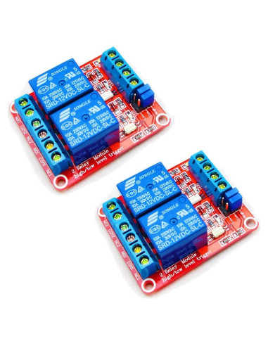 Módulo de Relé 2 Canales HiLetgo DC 12V Aislado 10A