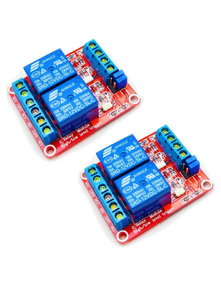 Módulo de Relé 2 Canales HiLetgo DC 12V Aislado 10A