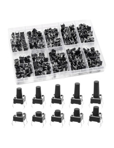 Interruptores Momentáneos QTEATAK 200 Pcs 4 Pines 6x6mm