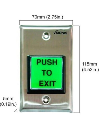 Botón de salida Visionis VIS-7000 verde acero inoxidable LED