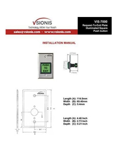 Botón de salida Visionis VIS-7000 verde acero inoxidable LED