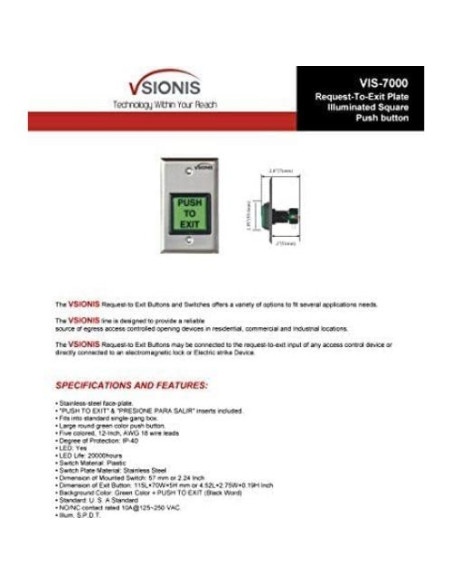 Botón de salida Visionis VIS-7000 verde acero inoxidable LED
