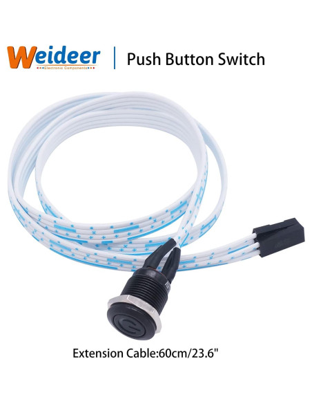 Interruptor de Botón Momentáneo Weideer 12mm Metal Impermeable Interruptor de Botón Momentáneo Weideer 12mm Metal Impermeable