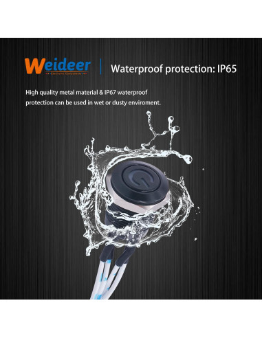 Interruptor de Botón Momentáneo Weideer 12mm Metal Impermeable