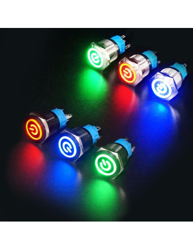 Interruptor de Botón Momentáneo Weideer 12mm Metal Impermeable