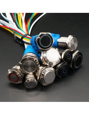 Interruptor de Botón Momentáneo Weideer 12mm Metal Impermeable