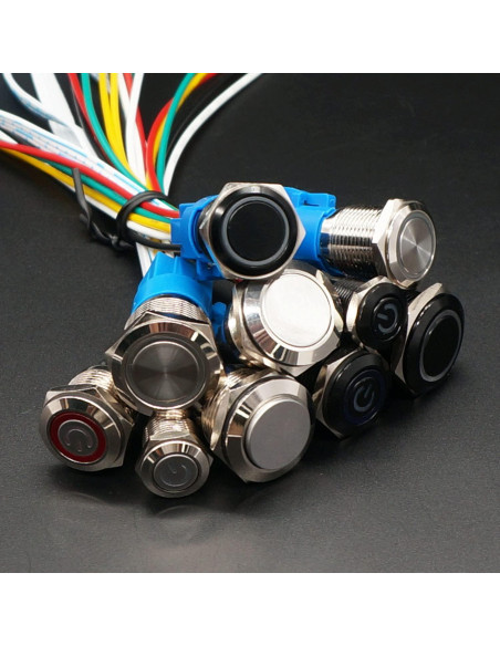 Interruptor de Botón Momentáneo Weideer 12mm Metal Impermeable Interruptor de Botón Momentáneo Weideer 12mm Metal Impermeable