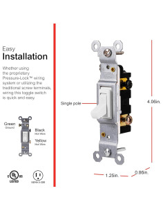 Interruptor de Palanca GE 15A Conexión a Tierra Blanco 2