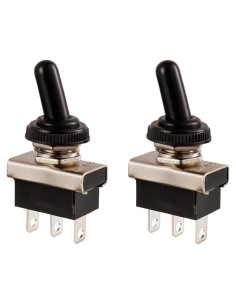 Interruptor de palanca BOJACK SPDT 12V 25A con tapa impermeable - Paquete de 2