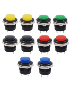 Interruptores Momentáneos Twidec 10Pcs 6A 250V Multicolor