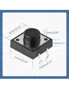 120 Interruptores Táctiles Momentáneos 4 Pines Juasky 6x6x5mm 2